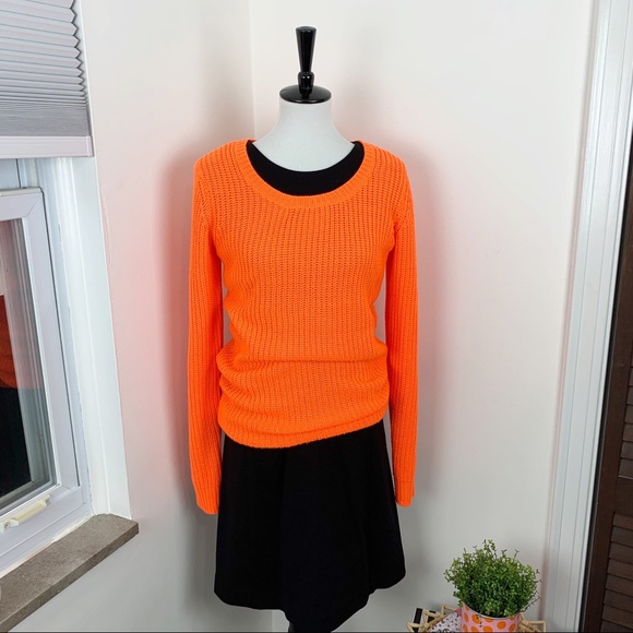 Rue21 | Y2K Neon Orange Long Tunic Knit Sweater - Picture 3 of 5